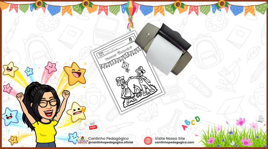 Vamos Colorir - Atividade junina para colorir em PDF