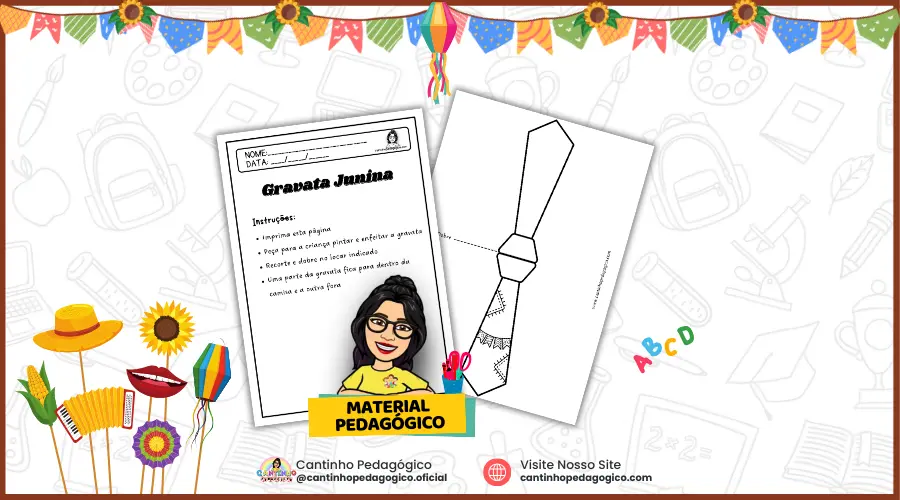 Gravata junina para imprimir: atividade de arte
