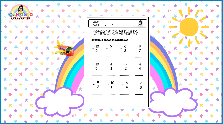 Atividade de Subtração - Matemática em PDF