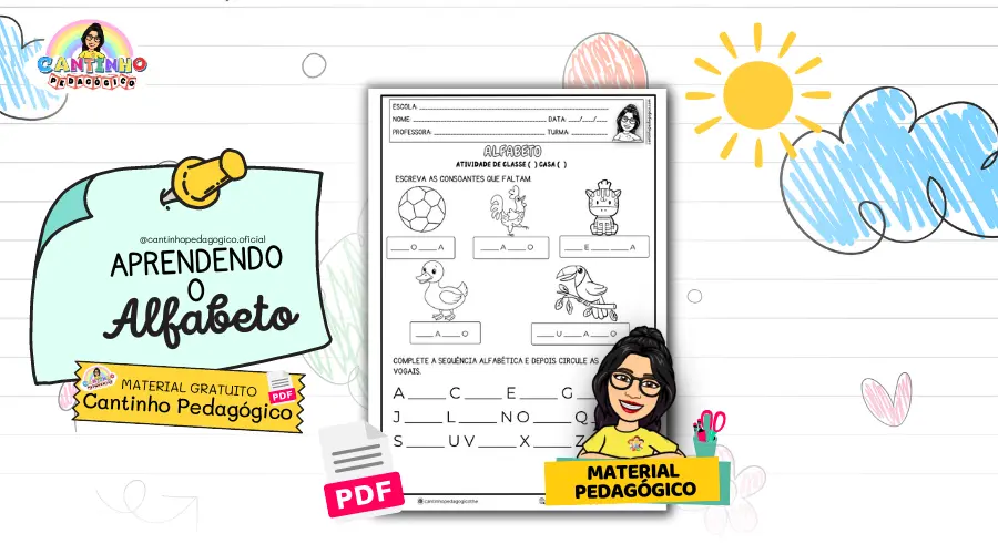 Atividade de Alfabetização Infantil: Preencha as Consoantes e Complete a Sequência Alfabética