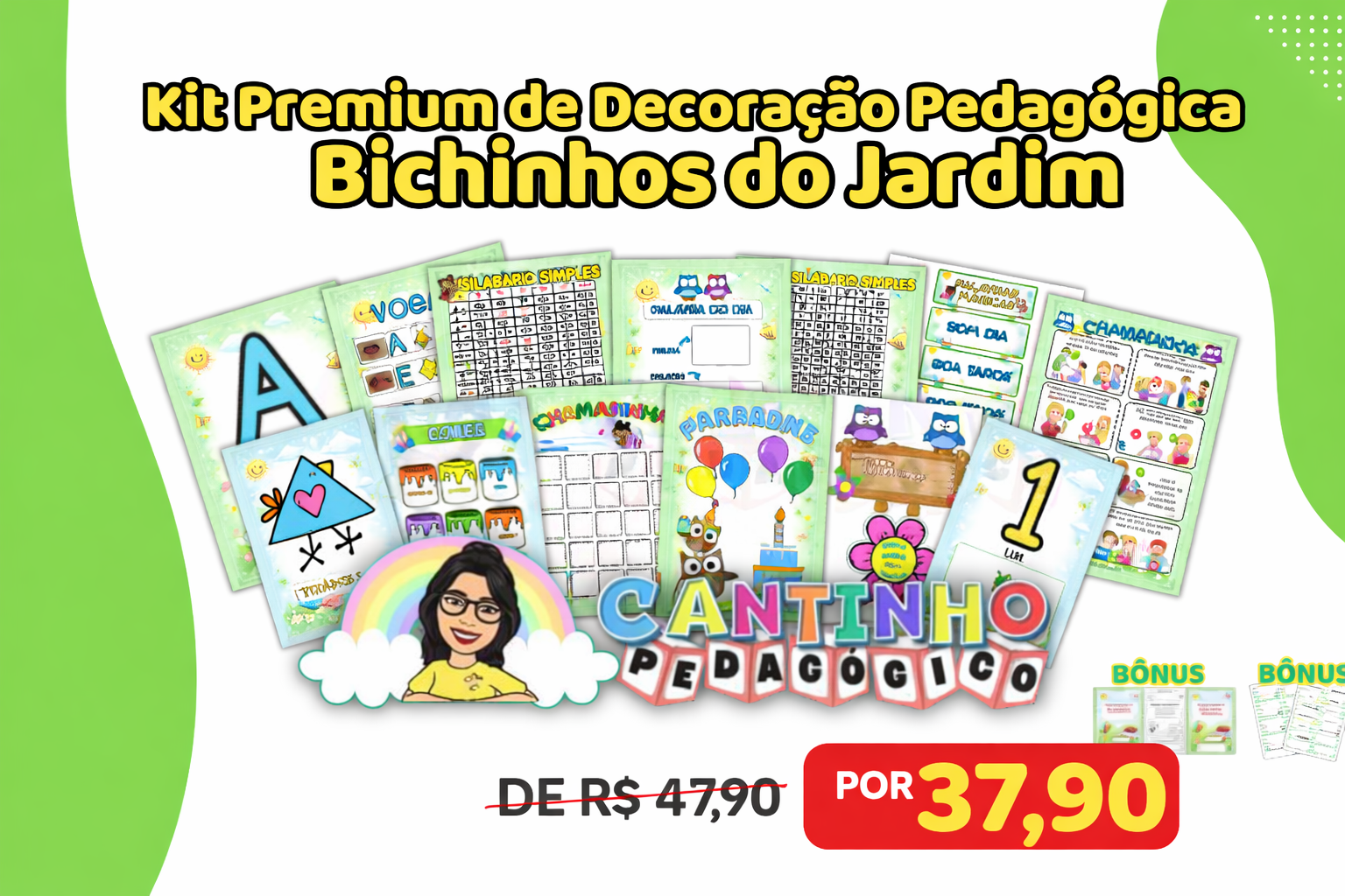 Kit Decoração Para Sala de Aula Bichinhos do Jardim material pedagógico completo